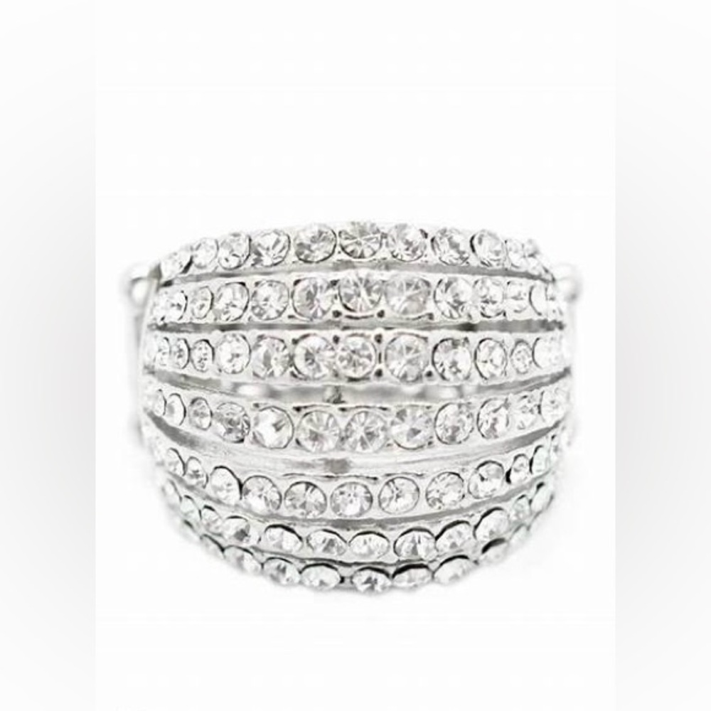 *Silver and white rhinestones ring.